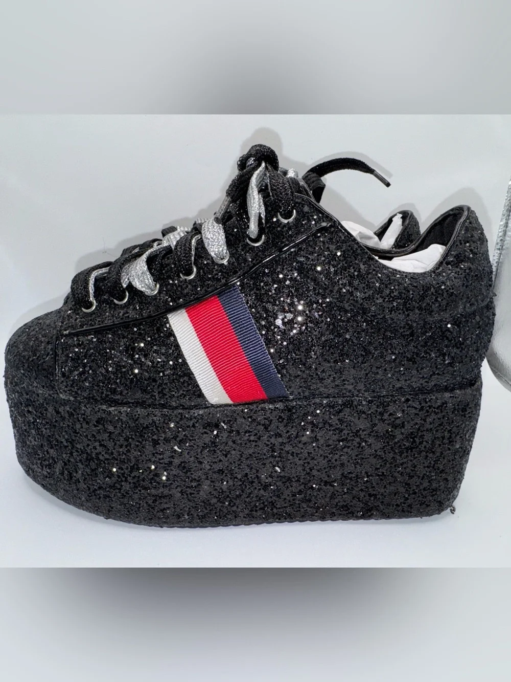 ✨ Cape Robbin Black Glitter Platform Sneakers | women 9/EU40